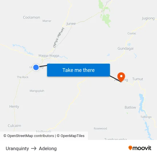 Uranquinty to Adelong map
