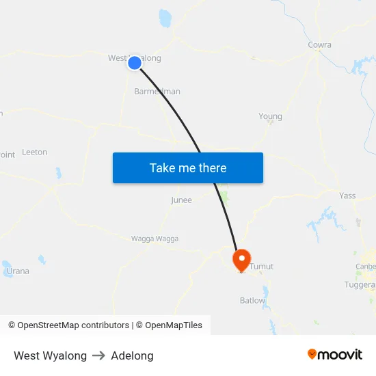 West Wyalong to Adelong map