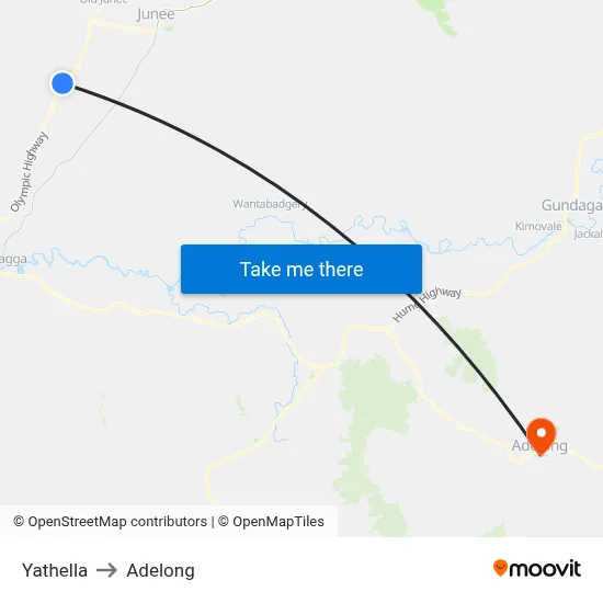 Yathella to Adelong map