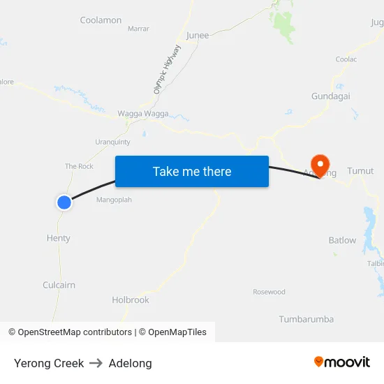 Yerong Creek to Adelong map