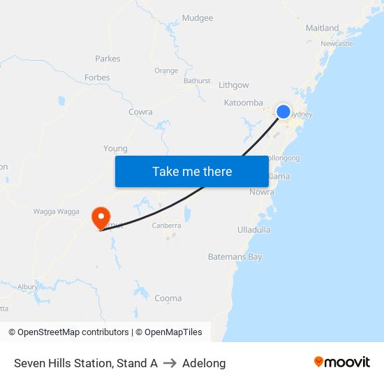 Seven Hills Station, Stand A to Adelong map