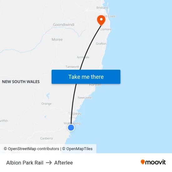 Albion Park Rail to Afterlee map