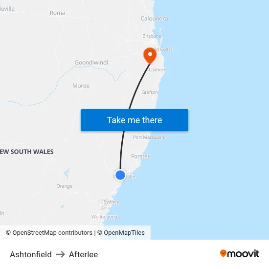 Ashtonfield to Afterlee map