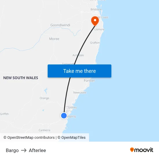 Bargo to Afterlee map
