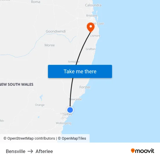 Bensville to Afterlee map