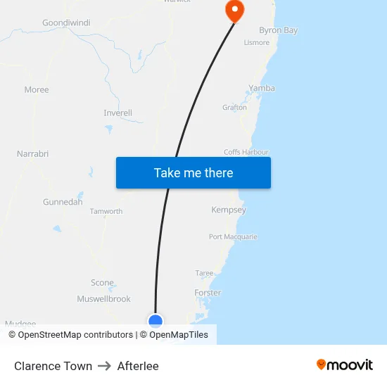Clarence Town to Afterlee map