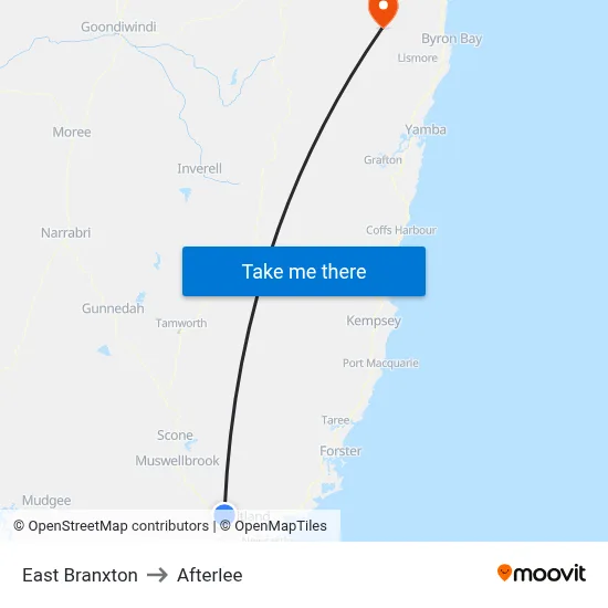 East Branxton to Afterlee map