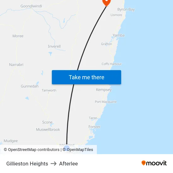 Gillieston Heights to Afterlee map