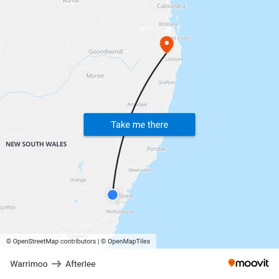 Warrimoo to Afterlee map