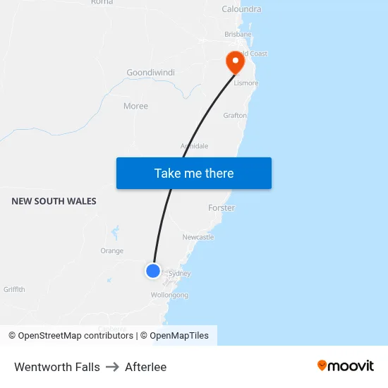 Wentworth Falls to Afterlee map