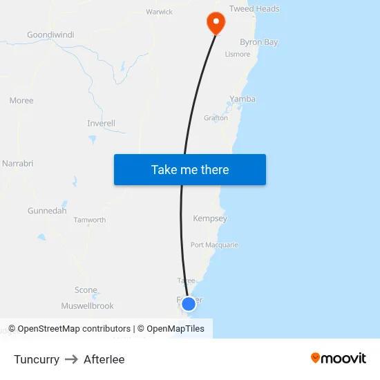 Tuncurry to Afterlee map
