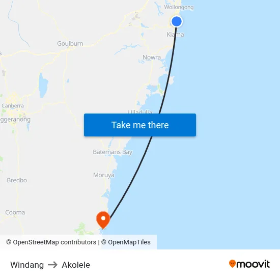 Windang to Akolele map