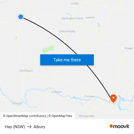 Hay (NSW) to Albury map