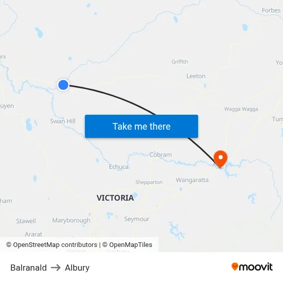 Balranald to Albury map