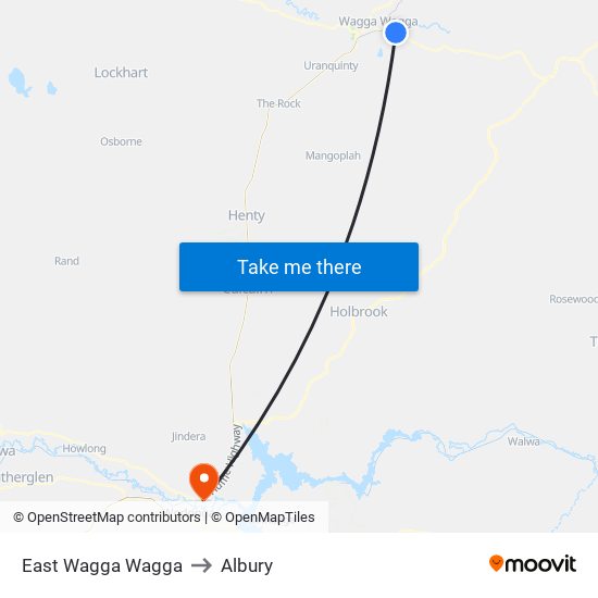 East Wagga Wagga to Albury map