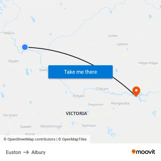 Euston to Albury map