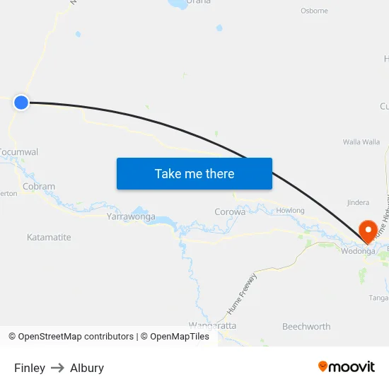 Finley to Albury map
