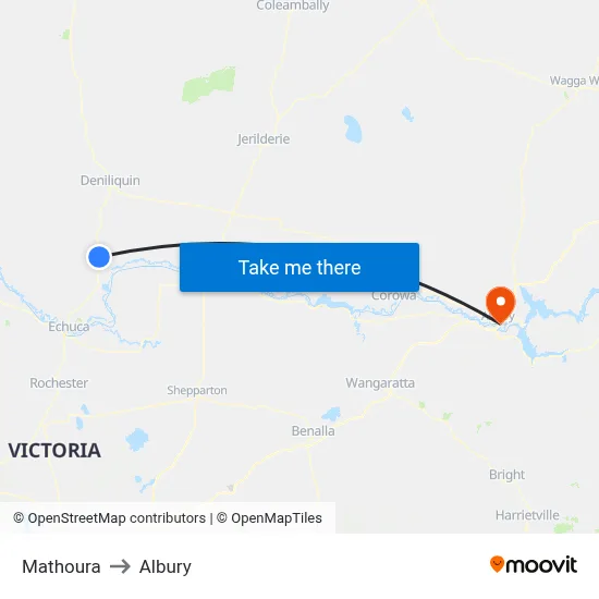 Mathoura to Albury map