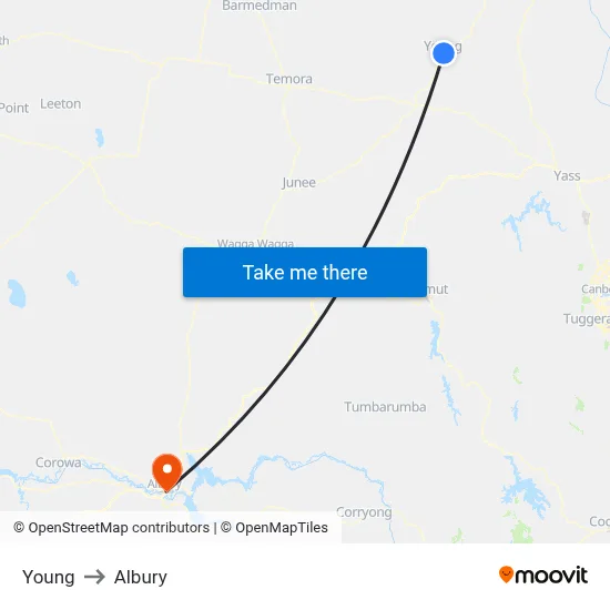 Young to Albury map