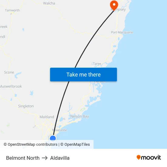 Belmont North to Aldavilla map