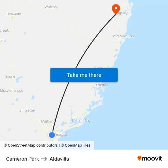 Cameron Park to Aldavilla map
