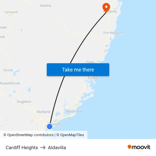 Cardiff Heights to Aldavilla map