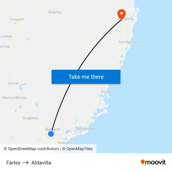 Farley to Aldavilla map