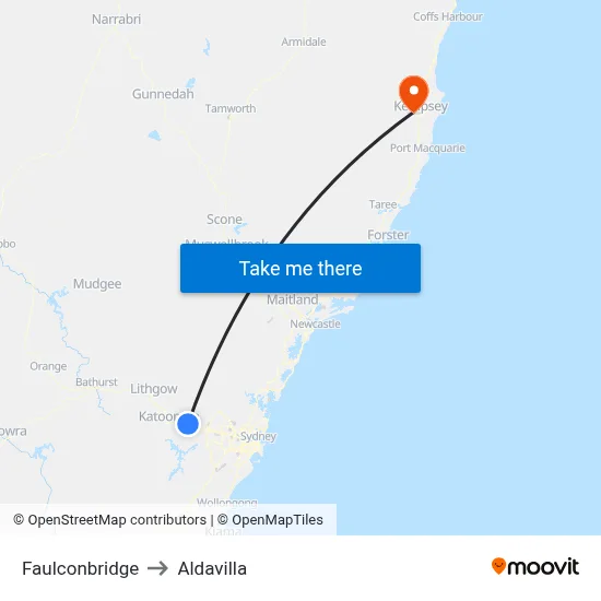 Faulconbridge to Aldavilla map
