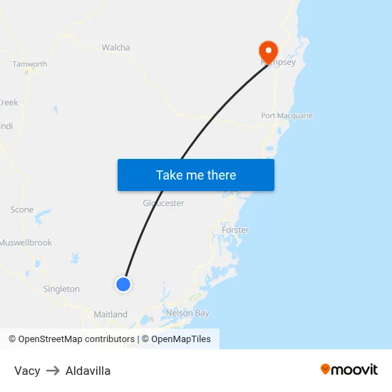 Vacy to Aldavilla map