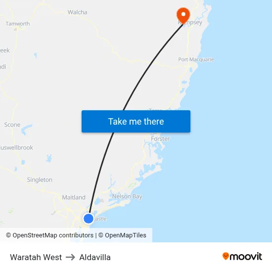Waratah West to Aldavilla map