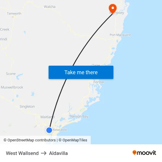 West Wallsend to Aldavilla map