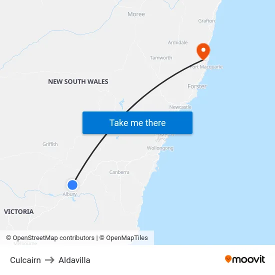 Culcairn to Aldavilla map