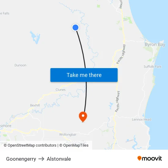 Goonengerry to Alstonvale map