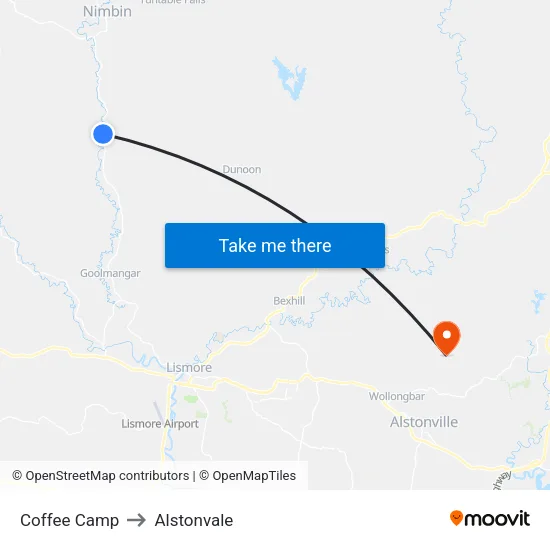 Coffee Camp to Alstonvale map