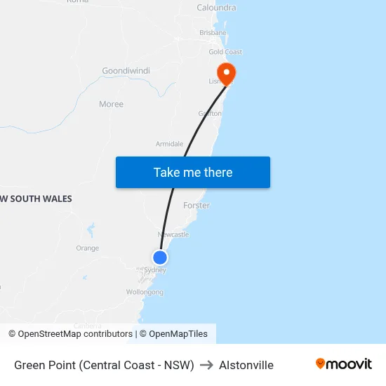 Green Point (Central Coast - NSW) to Alstonville map