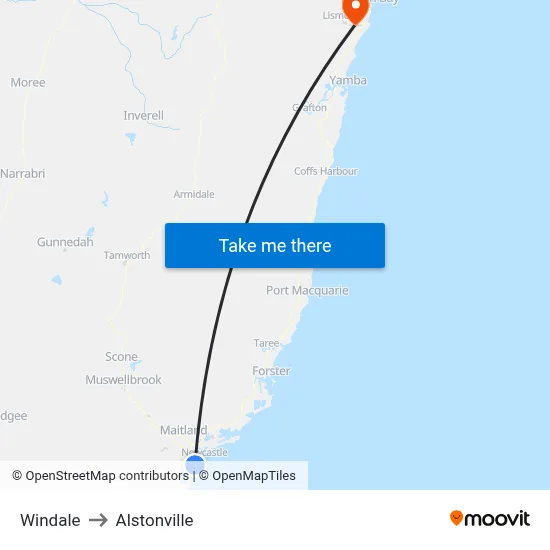 Windale to Alstonville map