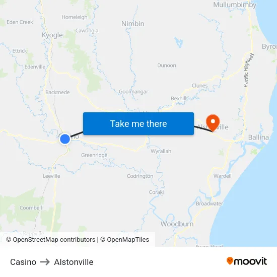 Casino to Alstonville map
