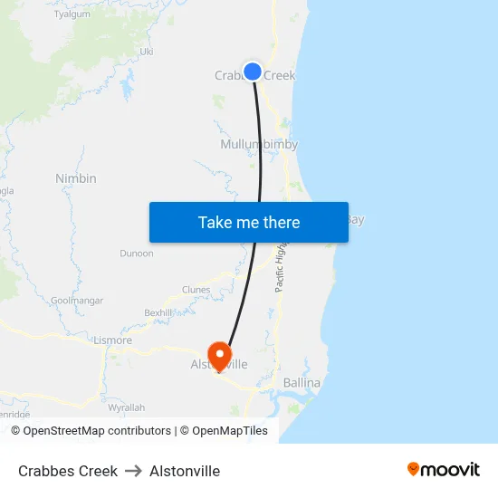 Crabbes Creek to Alstonville map