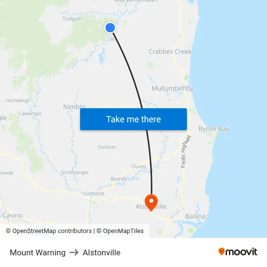 Mount Warning to Alstonville map