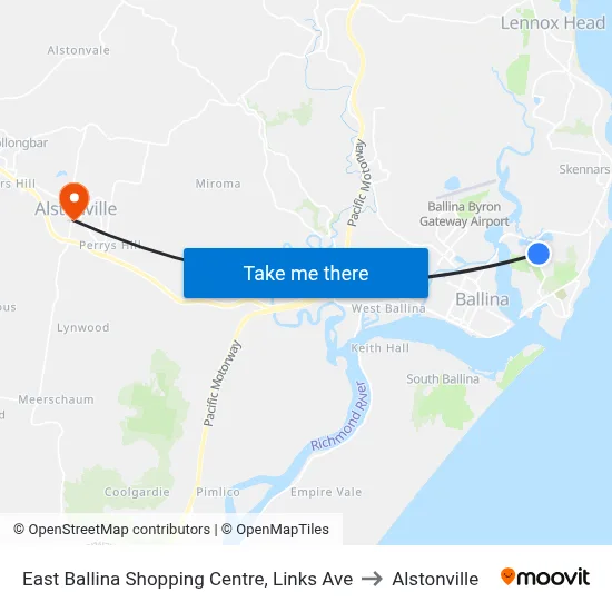 East Ballina Shopping Centre, Links Ave to Alstonville map