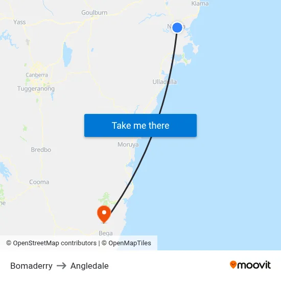 Bomaderry to Angledale map