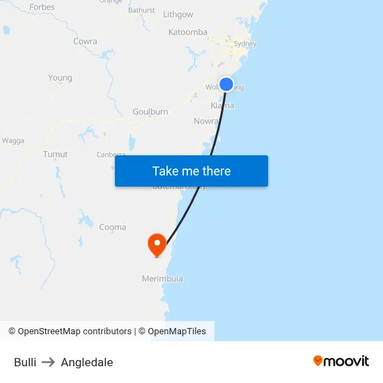 Bulli to Angledale map