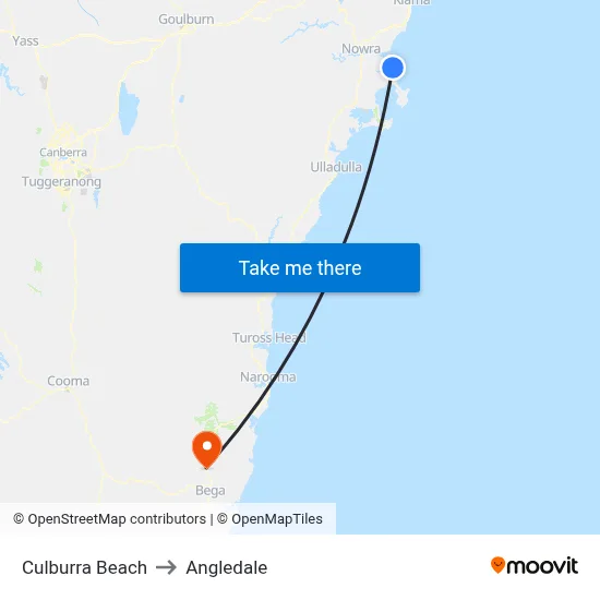 Culburra Beach to Angledale map
