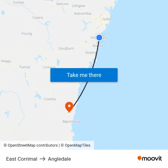 East Corrimal to Angledale map