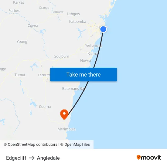 Edgecliff to Angledale map