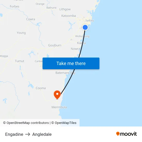 Engadine to Angledale map