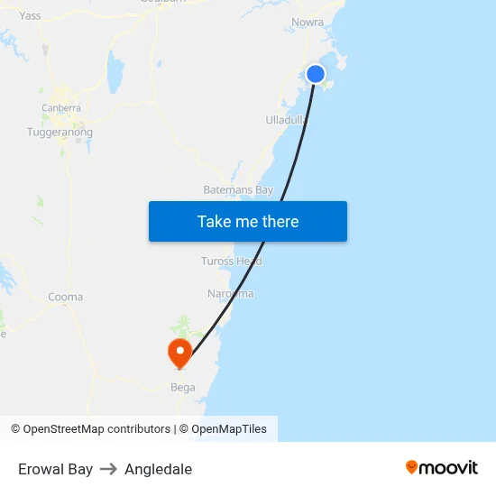 Erowal Bay to Angledale map