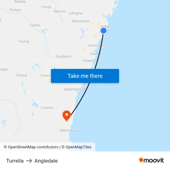 Turrella to Angledale map