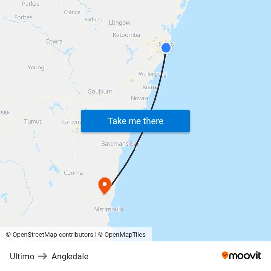 Ultimo to Angledale map