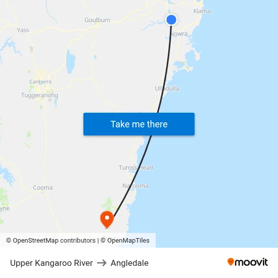 Upper Kangaroo River to Angledale map